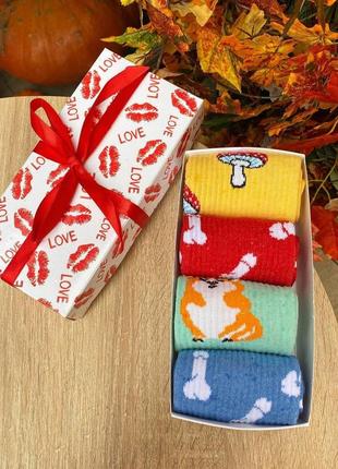 Бокс жіночих високих шкарпеток 36-41 на 4 пари у подарунковій коробці