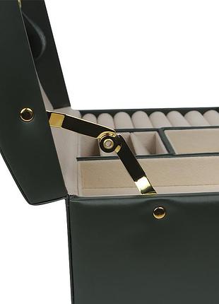 Шкатулка casegrace sp-01111 для украшений и ювелирных изделий трехуровневая с зеркалом 17*12*12,5 см green4 фото