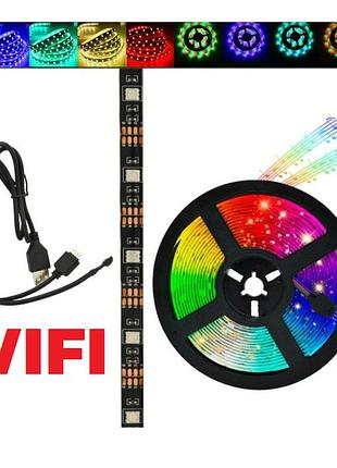 Світлодіодна стрічка smd 5050 rgb led 5 м ip65 з bluetooth контролем. підключення 220v