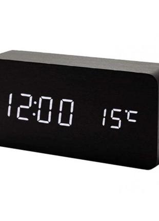 Электронные часы vst-862-6, с датчиком температуры, будильник, питание от usb. цвет: черный-белый