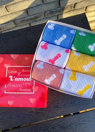 Бокс жіночих високих шкарпеток "цюцюрки" 36-41 на 6 пар у подарунковій коробці