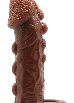 Подовжувальна насадка — презерватив brave man коричнева