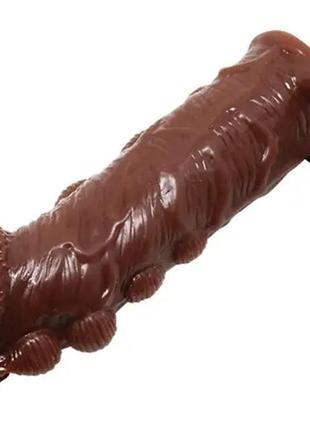Подовжувальна насадка — презерватив brave man коричнева