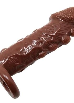 Подовжувальна насадка — презерватив brave man коричнева