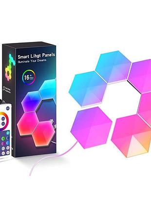 Модульный настінний світильник led rgb 5v соты sal-011b 6pcs bluetooth usb with app white