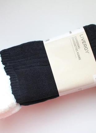 Чоловічі в'язані шкарпетки-тапочки на хутрі livergy ian 426537 2301 43-46 темно-синій...