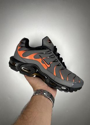 Мужские кроссовки nike tn grey orange, найки тнки серіе с оранжевым на высокой подошве