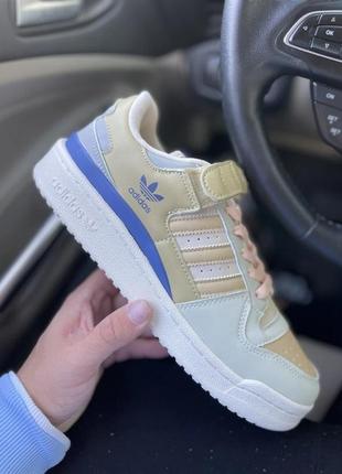 Кроссовки adidas forum white grey beige blue, мужские кроссовки адидас форум мультиколор