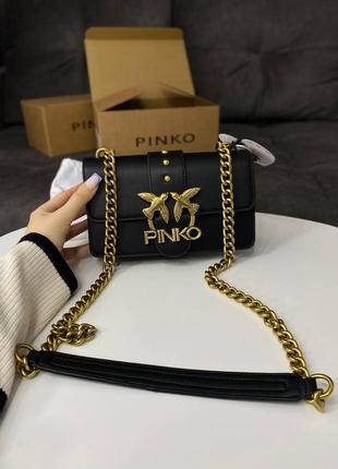 Сумка клатч premium 1:1 pinko mini love bag one simply black/gold