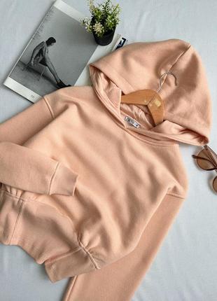 Худи zara со вставками в рубчик корсетный персикового цвета • свитшот • толстовка