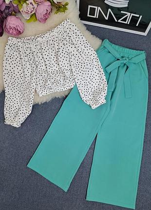 Невероятно красивый весенний костюм, блуза и палаццо