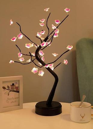 Декоративне світлодіодне дерево світильник нічник 50 см bonsai led tree light flower2 фото