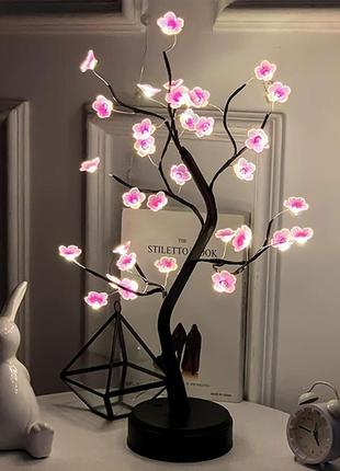 Декоративне світлодіодне дерево світильник нічник 50 см bonsai led tree light flower5 фото