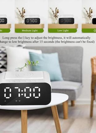 Vorrinc радио-будильник с беспроводной зарядной станцией, цифровой радио-будильник с...