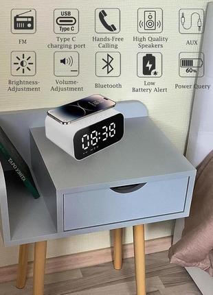 Vorrinc радио-будильник с беспроводной зарядной станцией, цифровой радио-будильник с...