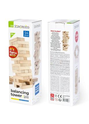 Настольная игра дженга "башня-балансир" igroteco 900088 54 элемента