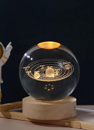 Ночник шар 3d оригинальный подарок лампа хрустальный галактика led светодиодный...
