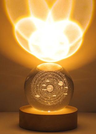 Ночник шар 3d оригинальный подарок лампа хрустальный галактика led светодиодный...