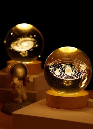 Ночник шар 3d оригинальный подарок лампа хрустальный галактика led светодиодный...