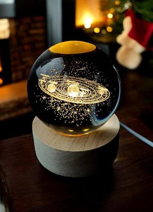 Ночник шар 3d оригинальный подарок лампа хрустальный галактика led светодиодный...