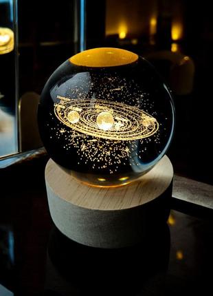 Ночник шар 3d оригинальный подарок лампа хрустальный галактика led светодиодный...