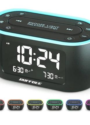 Радиобудильник buffbee glow, с led подсветкой, usb-зарядным устройством, таймером сна, fm-радио