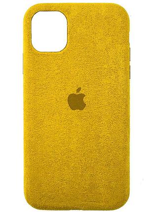 Чехол alcantara case full для apple iphone 12 pro max (6.7") желтый