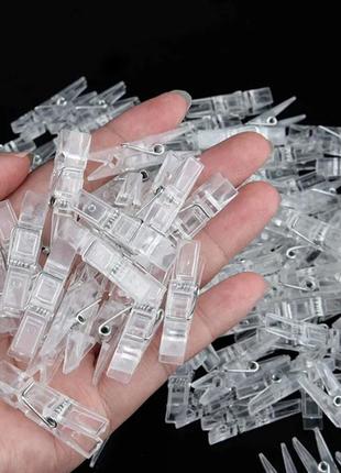 Прищіпки декоративні для фото прозорі 100 штук набір для фотографій мініприщіпка для декору