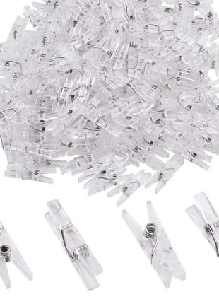 Прищіпки декоративні для фото прозорі 100 штук набір для фотографій мініприщіпка для декору