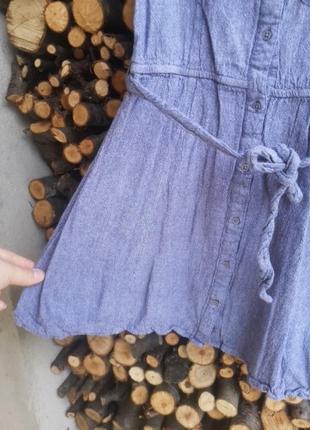 Хлопковое платье под джинс на 9-10 лет 134-140 см платье джинсовое с пояском3 фото