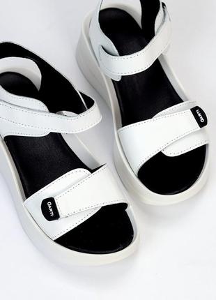Топ-модель кожаные женские босоножки белые на платформе с липучками спортивные сандалии натуральные кожа коза6 фото