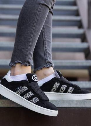 Кроссовки женские adidas campus 00s black leopard адидас кампус черніе с леопардом 39