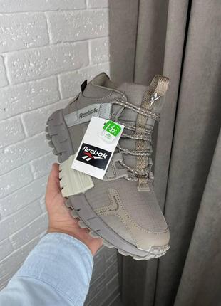 Зимние мужские кроссовки reebok zig кроссовки high grey fur, рибок зиг кинетика высокие серые с мехом