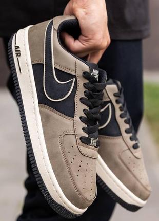 Кросівки чоловічі nike air force beige black, кеди найк еір форс бежеві