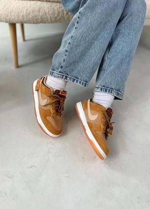 Кеды женские nike dunk low teddy bear, кроссовки женские найк данк лоу светло-коричневые4 фото