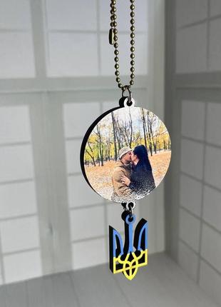 Підвіска кругла в авто на дзеркало з фото. двостороння