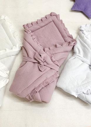 Конверт-ковдра на виписку новонародженого, мусліновий