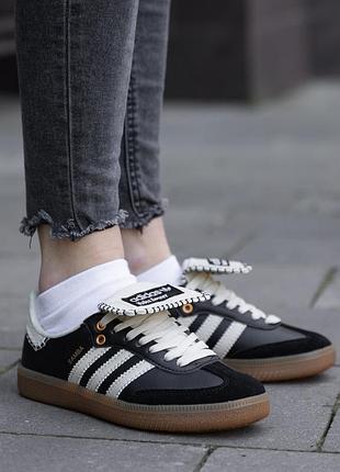 Кросівки жіночі adidas samba x wales bonner black white кеди адідас самба чорні з білим