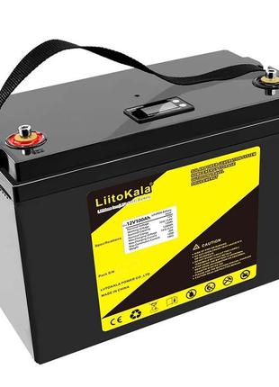 Акумуляторна батарея liitokala lifepo4 12v 100ah, з дисплеєм lcd