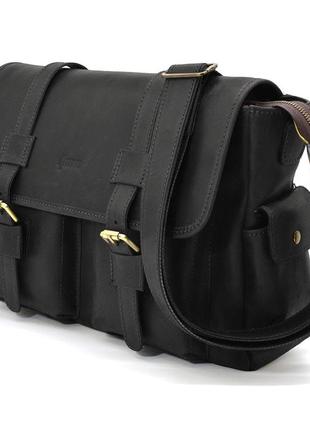 Сумка через плече зі шкіри crazy horse ra-6690-4lx бренда tarwa чорна