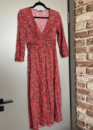 Медное платье с разрезом zara