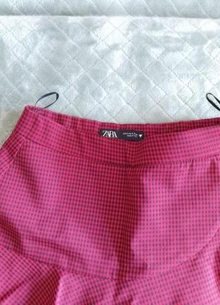 Zara red checkered skorts, women's fashion, bottoms