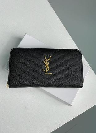 Saint laurent plain leather long wallet