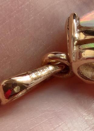 Кулон золотой женский с природным камнем опалом подвеска ручной работы опал