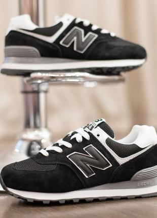 New balance 574 кроссовки кеды женские замшевые 1950 баланс осенние весенние демисезонные демисезон низкие замша отличное качество черные с белым