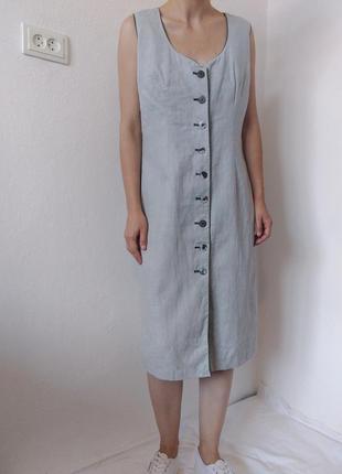 Вінтажне плаття кропива сірий сарафан лляне плаття міді сукня льон сарафан вінтаж сукня рамі