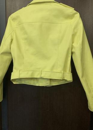 Куртка косуха кожаная sinsay 42-44 размер желтая6 фото