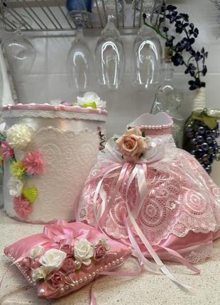 Подарочный свадебный набор розовый3 фото