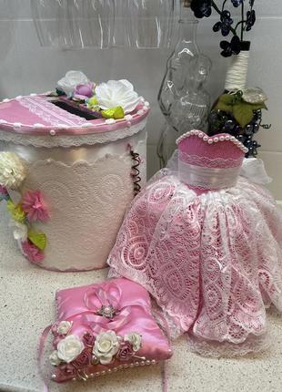 Подарочный свадебный набор розовый4 фото