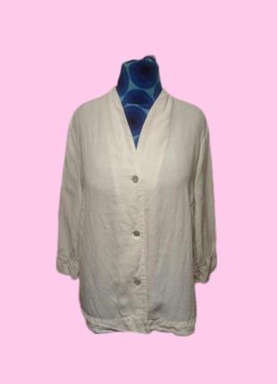 Белоснежный льняной жакет блуза 50-52 размер oska